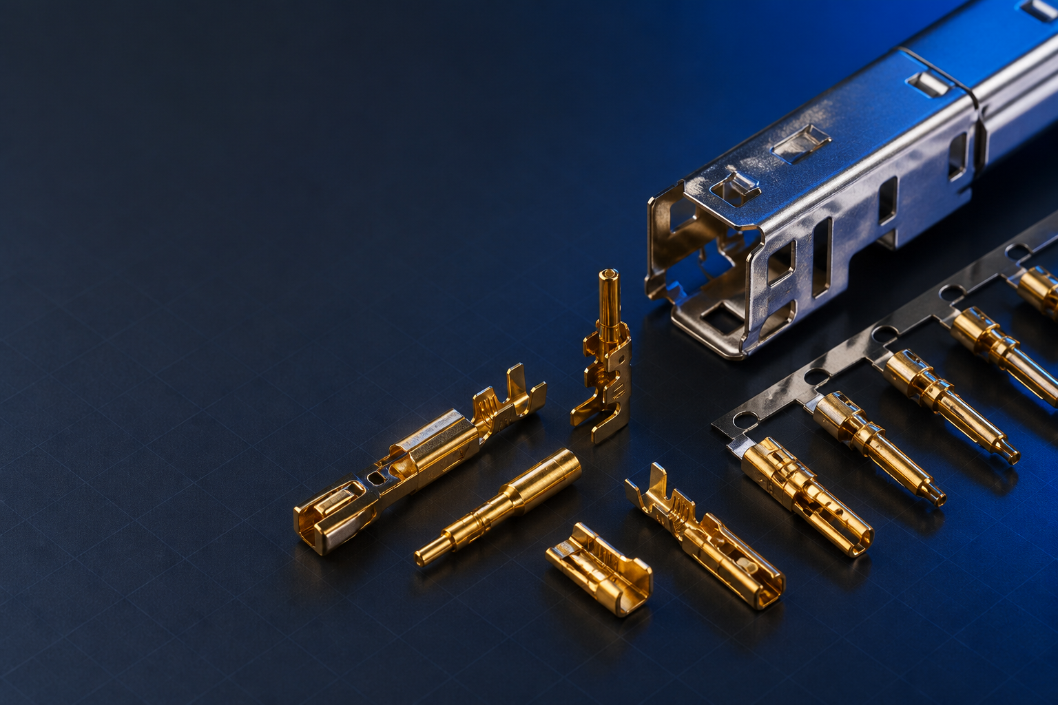 Precision stamped connector components